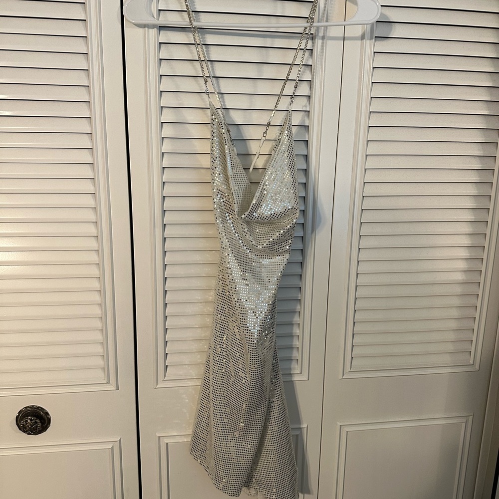 Elegant Silver Sequin Dress